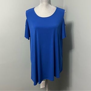 CHICO’S cold shoulder blouse asymmetrical hem womens US size 12 or Chicos size 2